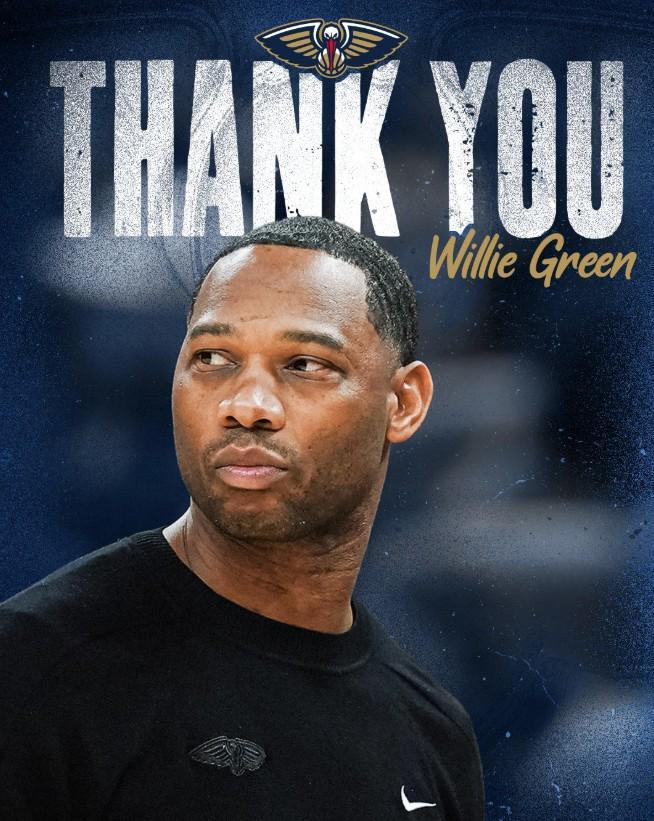 鹈鹕官方：球队解雇主教练威利-格林，助理教练博雷戈代理其职